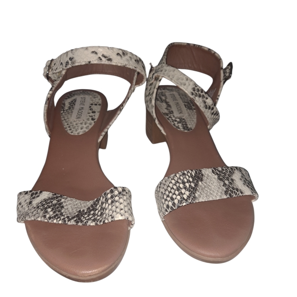 Steve Madden Beige and Black Snakeskin Sandals